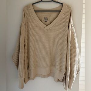 American Eagle Big Hug Waffle Knit Sweatshirt L